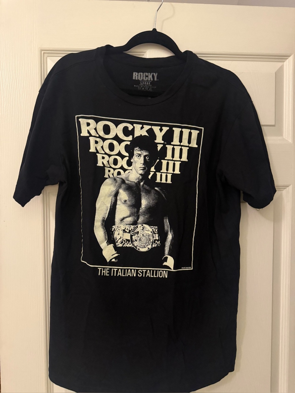 Rocky Black Graphic Short Sleeve Tee - Rocky III Front Print